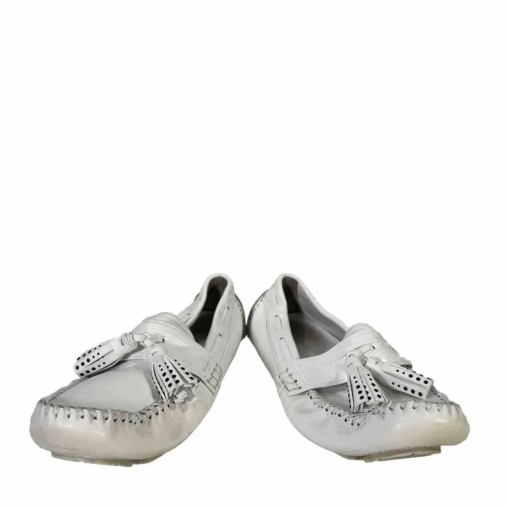 Jimmy Choo Men's White Leather Tassel Loafers - 45/ US 12 - Picture 6 of 8
